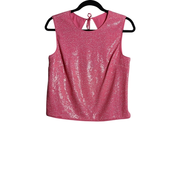 RACHEL ROY Addie Pink And White Speckled Sequin Sleeveless Top Size Medium - Picture 1 of 14